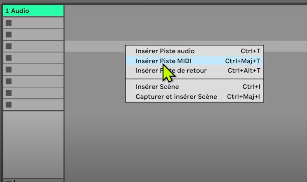 créer une piste MIDI sur Ableton